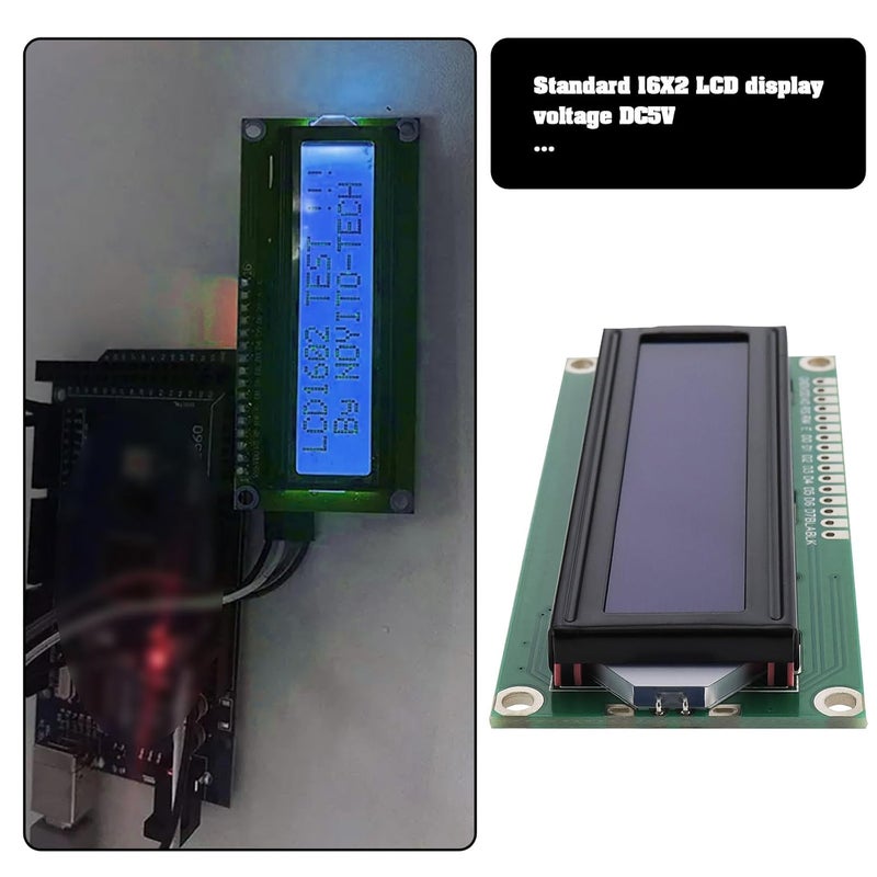 ECSiNG وحدة عرض LCD 1602 2PCS 16x2 تسلسلي خلفية زرقاء مع نص أبيض لوحة عرض DC 5V 80x36mm متوافقة مع A-rduino Raspberry Pi - Image 3